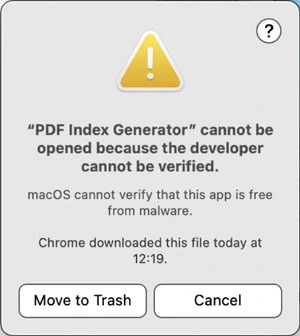 Developer cannot be verified Mac warning image