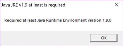 Java 1.9.0 at least is required