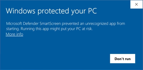 windows defender warning