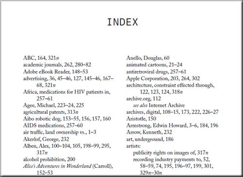 Paperback sample index