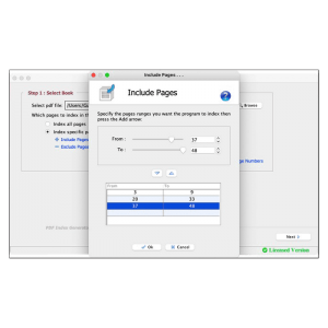 Specify the range of pages that you want to index