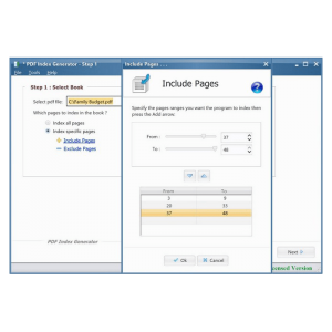 Specify the range of pages that you want to index