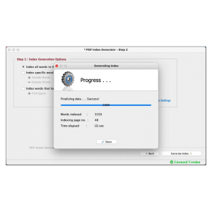 Click on 'Generate Index' to start Parsing the PDF file to generate the Index