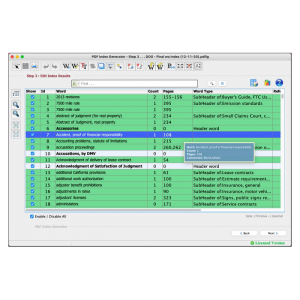 Step3: Many options available to modify the generated book index