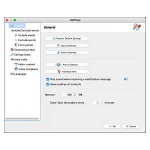 Program settings: General settings