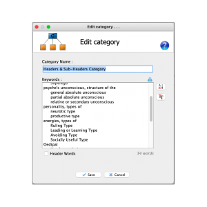 Program settings: Add a new list of index terms, with header/sub-header relations