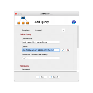 Program settings: Add a new regular expression to include/exclude its corresponding terms