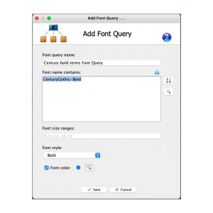 Program settings: Index terms in the book that have specific font format